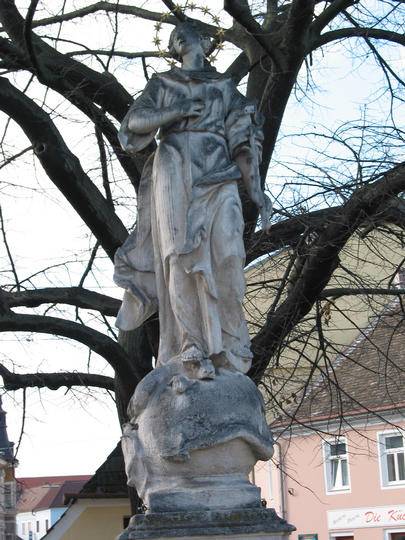 Immaculata Statue auf dem Holzplatz
In der Mitte von dem Platz befindet sich ein Brunnen mit einer Immaculatastatue die aus dem Schloss Schiltern stammt. Die Schubert Linde dahinter wurde 1928 gepflanzt.