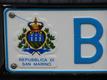 Car license plate San Marino RSM
The coat of arms of San Marino with 3 towers of the fortress on the sign of a car.