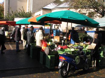 Schrannen Markt Salzburg
Erstmals wird beim wöchentlichen Schrannenmarkt erprobt wieviel Einkauf man mit einem Elektroroller eigentlich bewältigen kann. 6kg Äpfel passen ins Helmfach.
Bild 1