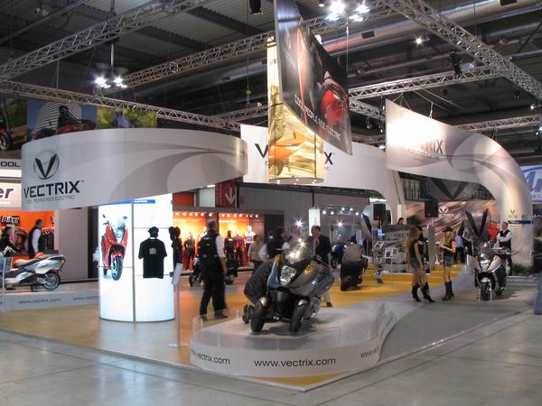 Vectix booth on the EICMA 2006
The with interval largest fair represantation for one single type of motorcycle. But it's not some motorcycle, but the electric future, we all hope for it.