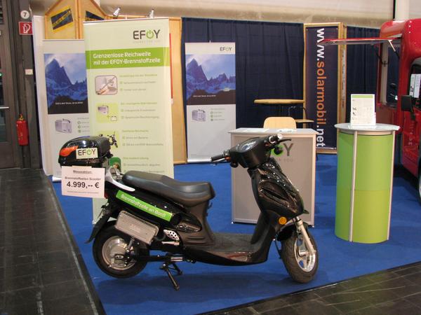 EFOY with methanol fuel cell
What makes a 65 Watt fuel cell in an electric scooter? My calculations and the technical brochure about the product are here very different.